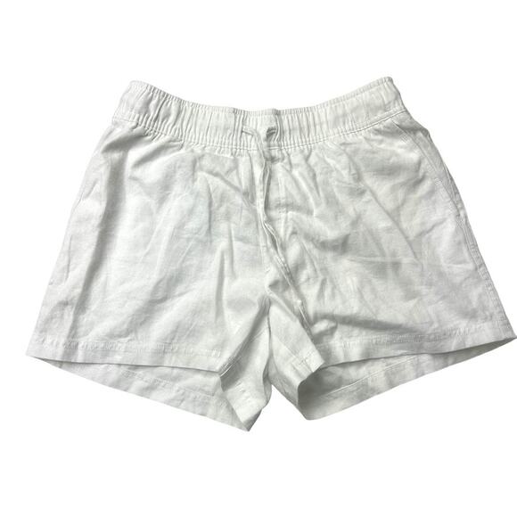 Gap Linen Blend Shorts White Pockets Pull On Drawstring Waist Women's Small - Picture 1 of 10